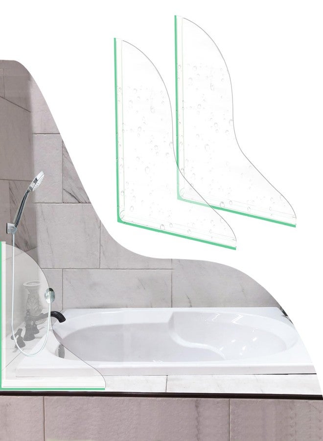 CENTOLLA Bathtub Splash Guard,Clear Shower Splash Guard with Nano Strip,Removable Shower Splash Guard Corner for Leak (2 Pack)-Adjustable Angle Possibly - Image 1