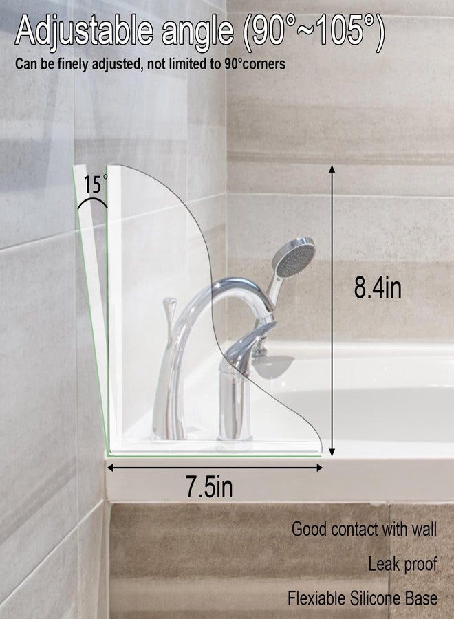CENTOLLA Bathtub Splash Guard,Clear Shower Splash Guard with Nano Strip,Removable Shower Splash Guard Corner for Leak (2 Pack)-Adjustable Angle Possibly - Image 2