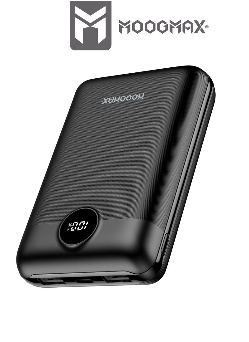 20000mAh 45W super small pocket-size Mini power bank with 3 ports ,2 USB-A and 1 USB-C PD, supports fast charging , led digital display, and can be used on Airplane and train-black color from Moogmax