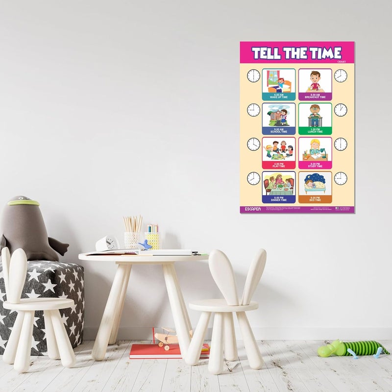 ESCAPER Tell The Time Educational Charts for Kids Learning (11.5 x 17.5 inches), Study Material, Learning Books, Educational Posters - Image 4