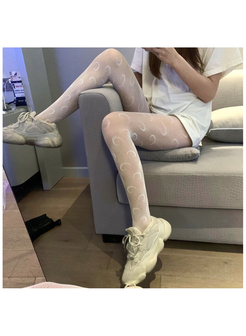 Fashionable Women's Fishing Net Socks 15D ultra-thin Solid Color Jacquard Pantyhose  - Image 2