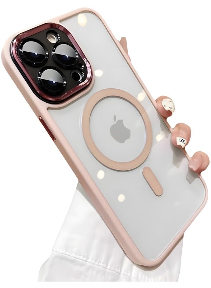 Premium Shockproof MagSafe Case for iPhone 16 Pro with Metal Camera Frame Lens Protector – Stylish Magnetic Mobile Cover for Men, Women & Youth – Anti-Fingerprint, Camera Protection, Drop Resistant (Pink) - Image 1