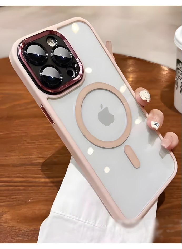 Premium Shockproof MagSafe Case for iPhone 16 Pro with Metal Camera Frame Lens Protector – Stylish Magnetic Mobile Cover for Men, Women & Youth – Anti-Fingerprint, Camera Protection, Drop Resistant (Pink) - Image 3