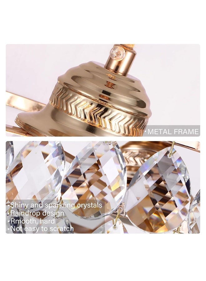 أجريون ضوء ثريا كريستال صغير ذهبي وردي بطول ١٢٠ سم، ارتفاع قابل للتعديل، ثريا معلقة حديثة فريدة لغرف النوم - قاعدة لمبة: E27، لمبة مرفقة - ثريا. - Image 5