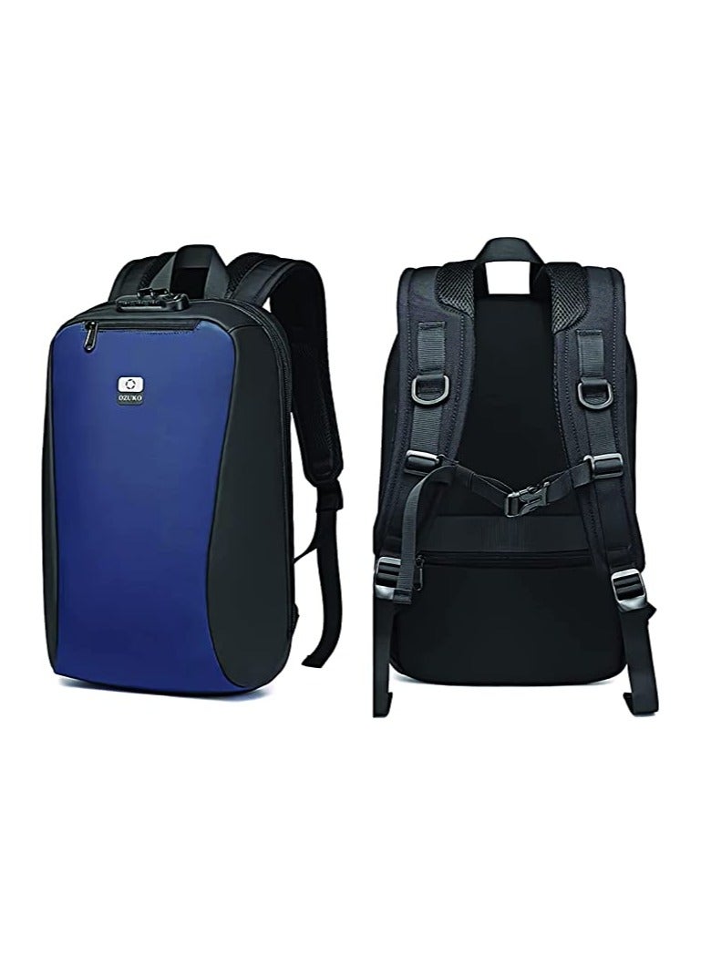 OZUKO Ozuko 9497 Waterproof High Capacity Backpack With Fixed Belt And Protective Layar - Navy  - Image 2