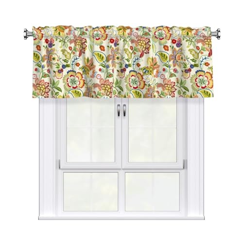 Worltoldb Retro Paisley Curtain Valance Short Rod Pocket Window Treatment for Living Room Bedroom Kitchen Bathroom 1 Panel 54" W x 18" L - Image 1