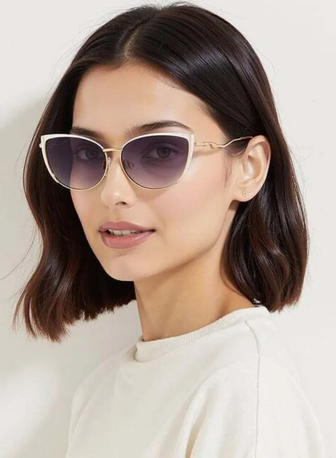 Vincent Chase  Vincent Chase By Lenskart | Gold Pink Full Rim Cat Eye | Economic Range | Branded Latest and Stylish Sunglasses | 100% UV Protected | Women | Large | VC S15802 for Women | Best Price UAE