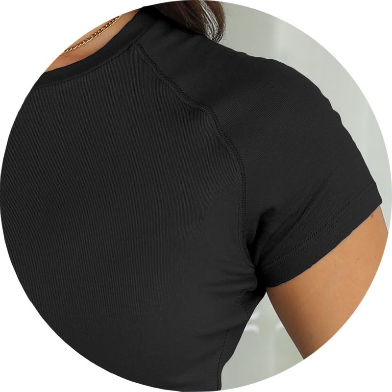 Abardsion Women Casual Raglan Sleeve Crewneck Slim T Shirts - 2026 Spring Summer Basic Activewear Going Out Tops(Black, M) - Image 4