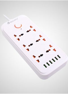 Power Strip Surge Protector with USB Extension Cord Flat Plug with Widely 6 AC Outlet and 6 USB Small Desktop Station with 6 feet Power Cord Compact Socket