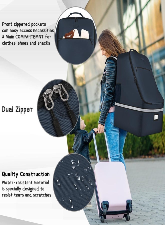 SINVICKO Car Seat Travel Bag - Padded Car Seat Carrier with Steel Cable Handle and Reflective Stripes, Large Durable Airport Gate Check Bag, Blue - Image 5