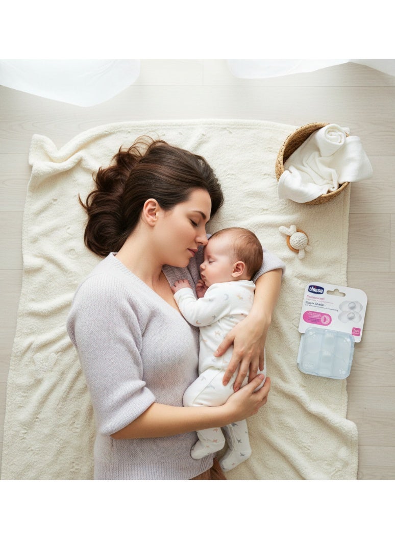 Chicco Nipple Shields M/L – Soft Silicone Breastfeeding Shields with Storage Case – Protects Sensitive Nipples and Ensures Comfortable Feeding – 2 Pieces - Image 2