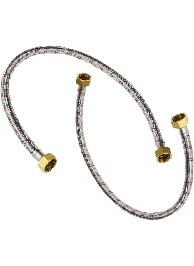 Biella 45Cm Stainless Steel 2Pcs Rust, Corrosion, And Lead-Free Braided Flexible Faucet Hose Pipe Connector Diy Replacement Flexi Pipes Tails For Boilers Sinks And Basins  - Image 1