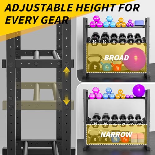 LarFaFa 3-Tier Adjustable Dumbbell Rack, Weight Rack for Home Gym Storage, Heavy Duty Weight Stand for Dumbbells, Kettlebells & Free Weights, Space-Saving Dumbbell Rack Stand Only(Up to 450LB Capacity) - Image 3