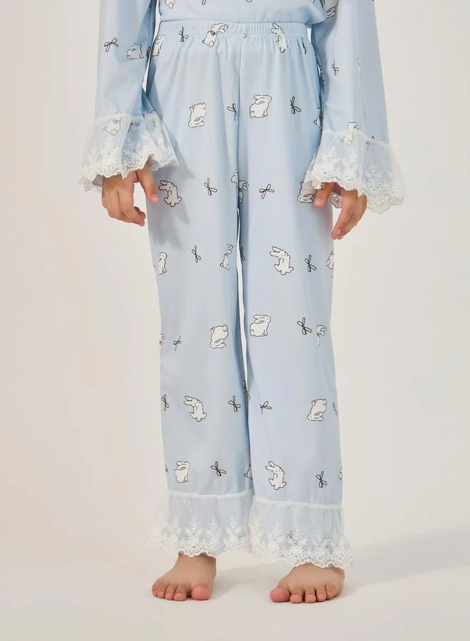 Styli All-Over Print Round Neck T-Shirt and Pyjama Set