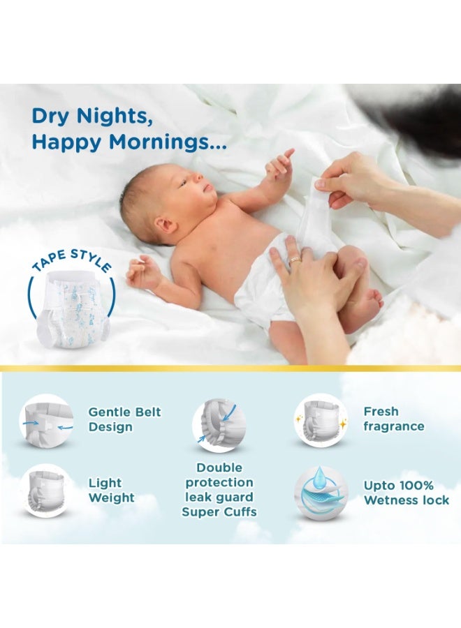 Mee Mee Premium Breathable Baby Diapers | (NB) Size Baby Taped Diapers | 16 PIECES | Skin Friendly, Super Absorbent, Cotton Soft with Wetness Indicator (Newborn, 16 PIECES)