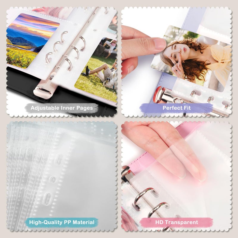 WITHYU A5 Kpop Photocard Binder with 30 Pack 4-Pocket Card Pages, 6 Ring A5 Binder Card Collector Album with 240 Card Slots,PU Leather Binder Cover with Magnetic Buckle Closure for Organizing Trading Card - Image 4