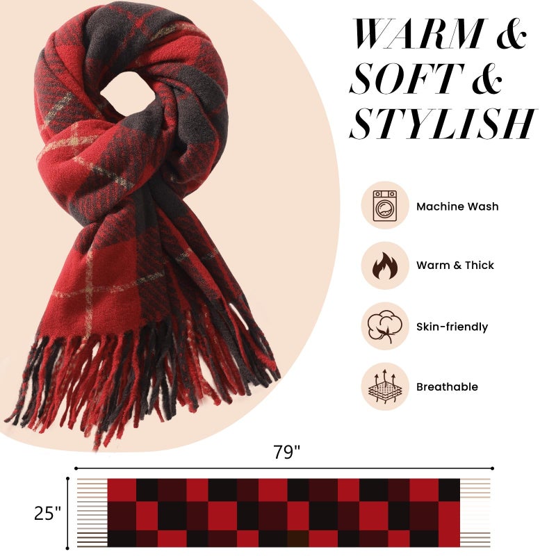 Pleneal Scarf for Women - Womens Winter/Fall Blanket Scarf, Long Plaid Shawls and Wraps, Cashmere Feel Fashion Pashmina Scarves - Image 2