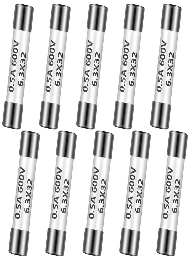 كينغدير فيوزات كينجدر FF 0.5A 600V DMM سريعة الاحتراق، 500 مللي أمبير، مصنوعة من السيراميك النحاسي، 6.3 × 32 مم (10 قطع) - Image 1