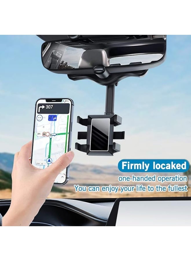 Rearview Mirror Phone Holder for Car - Rotatable and Retractable Car Phone Holder, Multifunctional 360° Rear View Mirror Phone Holder Suitable for All Mobile Phones and All Car - Image 5