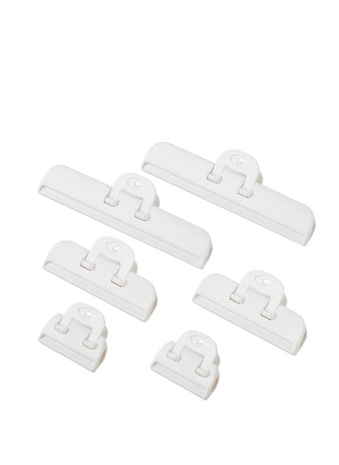 Chip Clips Bag Clips, Food Heavy Duty Snack Bags and Large for Storage, Bread Bags, (6 Pcs, White)