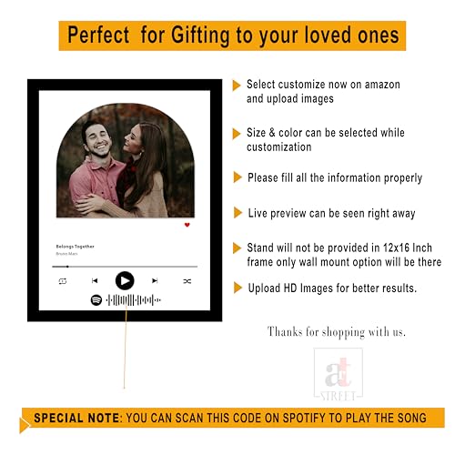 SNAP ART Spotify Photo Frame Customised Gift For Wall & Table | Customize photo frames with photo | Personalized Collage With Scannable Song Code, Gifts for Birthday, Love, Friends & Family - Image 5
