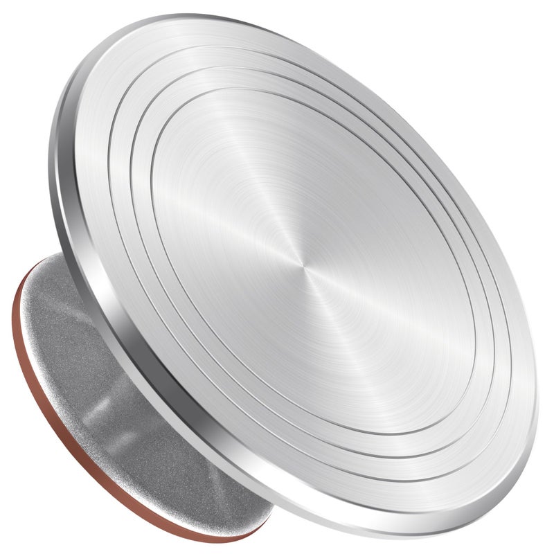 Syntus Aluminum Alloy Revolving Cake Stand 12 Inch Cake Turntable for Decorating Super Smooth and Quiet Rotation Cake Decorating Stand for Party Wedding Bright Silver Base
