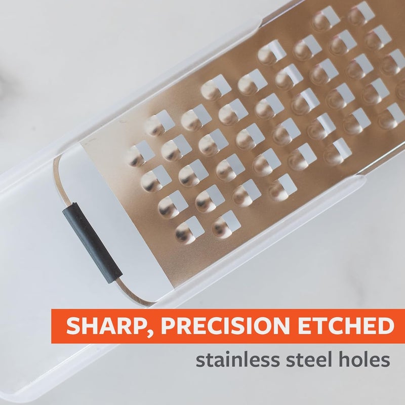 Full Circle Grate Expectations, Stainless Steel Coarse Grater with Food Catcher: Precision Grating, Easy Storage, and Eco-Friendly Design - Makes a Great Cheese, Vegetable, and Potato Grater - Image 2