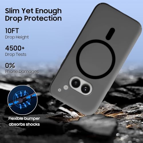 SHINESTAR Back Cover for Nothing Phone 2A 5G | Frosted Semi-Transparent Slim Case | Only Compatible with Wireless Magnetic Accessories | Hard Back, Matte Finish – Black - Image 3