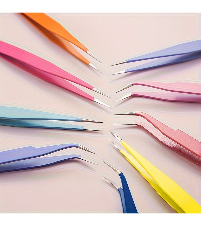 5 Piece Assorted Craft Tweezers Set Precision Stainless Steel Tools for DIY Scrapbooking Nail Art - Image 1