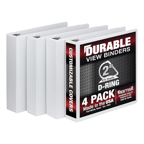 Samsill Durable 2 inch 3 Ring Binder, Made in USA, D Ring Binder, FSC 100% Recycled Chipboard, White, 4 Pack - Image 1