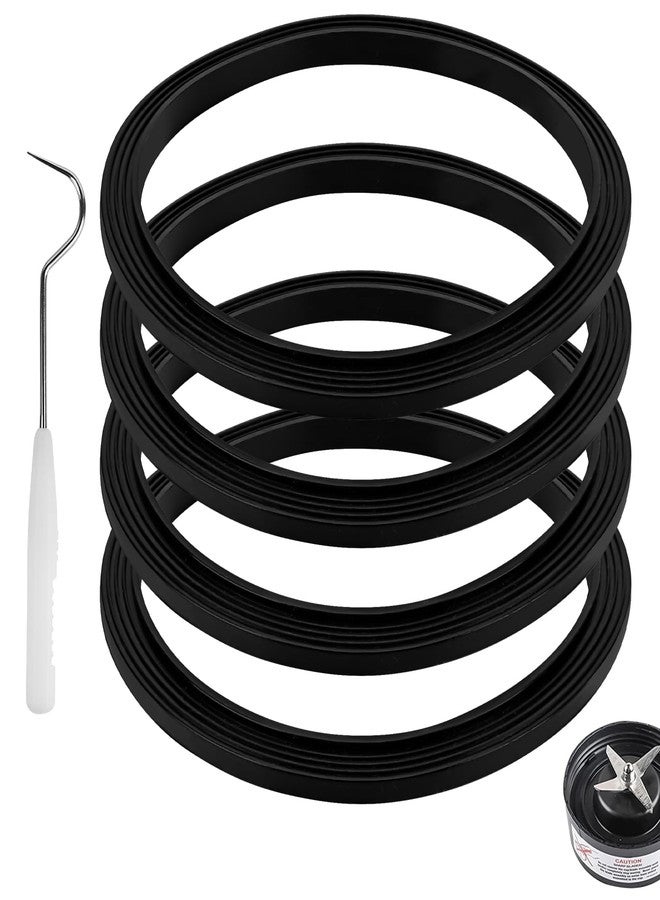 Linkidea 4 Pcs Blender Replacement Parts, Silicone Gasket Exact Fit Lid with Changing Tool, Compatible with NutriBullet Model N17-1001 (Black) - Image 1