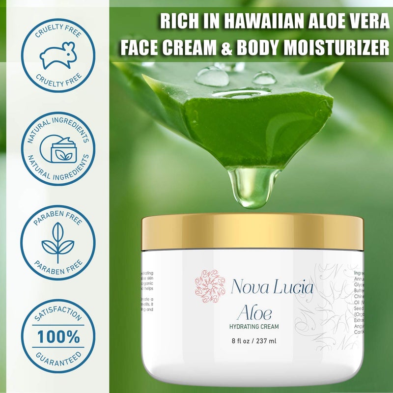 Nova Lucia Aloe Vera Cream for Skin â€“ Soothing Moisturizer for Dry, Itchy, or Sensitive Skin, Sunburn Relief, Hydrating Face & Body Cream, Non-Greasy, Fragrance-Free - Image 2