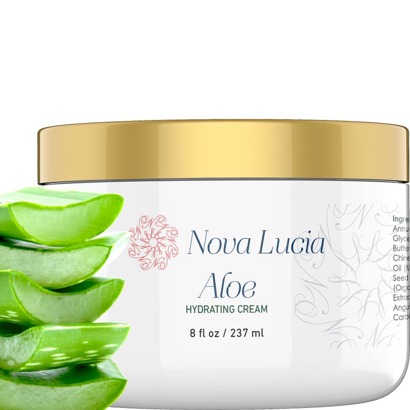 Nova Lucia Aloe Vera Cream for Skin â€“ Soothing Moisturizer for Dry, Itchy, or Sensitive Skin, Sunburn Relief, Hydrating Face & Body Cream, Non-Greasy, Fragrance-Free - Image 1
