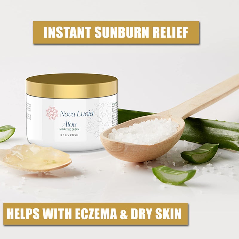 Nova Lucia Aloe Vera Cream for Skin â€“ Soothing Moisturizer for Dry, Itchy, or Sensitive Skin, Sunburn Relief, Hydrating Face & Body Cream, Non-Greasy, Fragrance-Free - Image 4