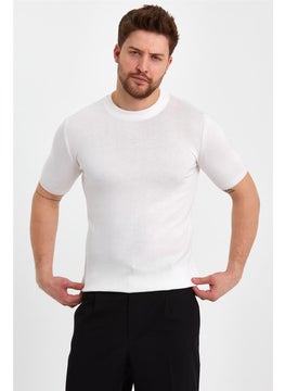 Cool Tarz Cool Style White Men's Half Turtleneck Plain Knitwear T-SHIRT-TRZ19129R12S  - Image 3