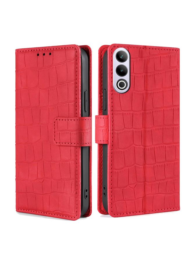 Green Tiger For OnePlus Ace 3V 5G Skin Feel Crocodile Magnetic Clasp Leather Phone Case(Red)