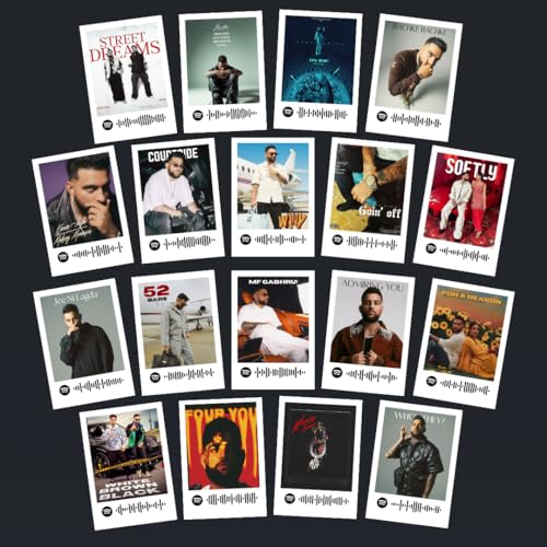 Funk You Store Karan Aujla Poster | Karan Aujla Mini Poster Kit (Set of 18) | Punjabi Singer Karan Aujla (8 x 6 cm) with Spotify Codes | Posters for Phone Accessories, Bedroom, Office, room decoration (C_029) - Image 1