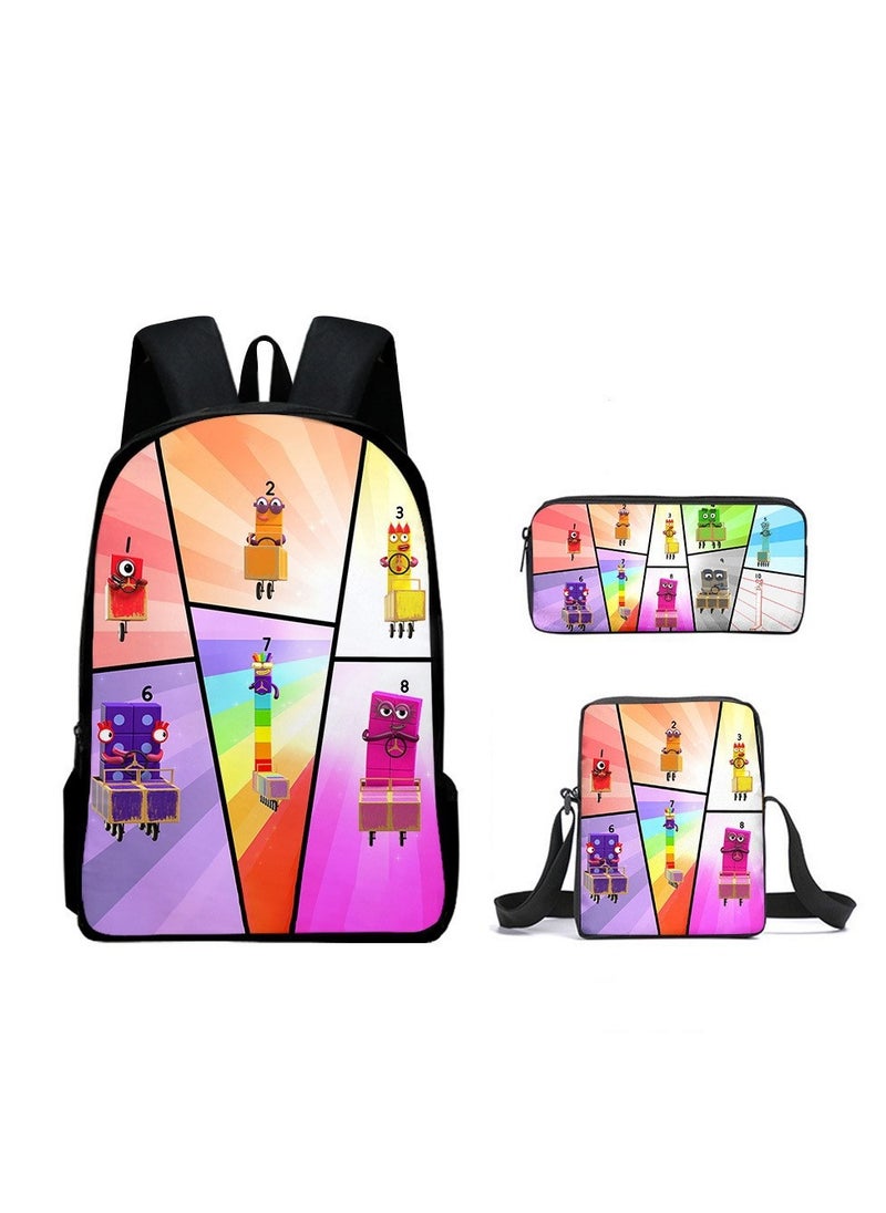 JURASSIC WORLD Student large capacity backpack cartoon backpack shoulder bag shoulder bag pencil case three piece set  - Image 1