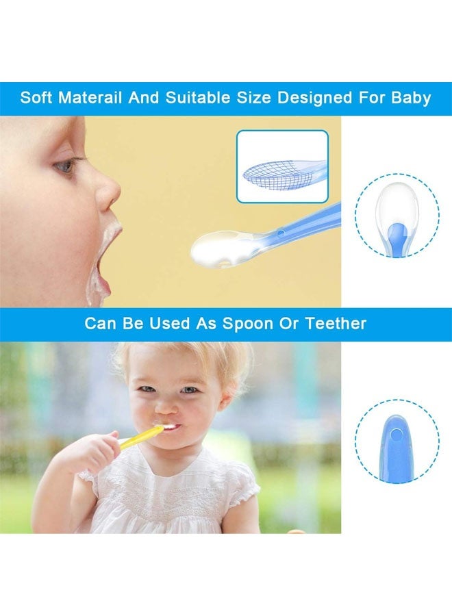 Baby Silicone Spoons, 4PCS Baby Training Feeding Spoons for First Stage 4 Months Toddlers, Infants Utensils Feeding Supplies, Soft Tip BPA Free Gum-Friendly Dishwasher Boil-Proof - Image 3