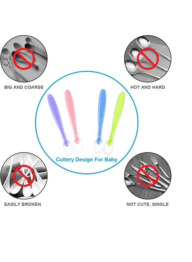 Baby Silicone Spoons, 4PCS Baby Training Feeding Spoons for First Stage 4 Months Toddlers, Infants Utensils Feeding Supplies, Soft Tip BPA Free Gum-Friendly Dishwasher Boil-Proof - Image 2