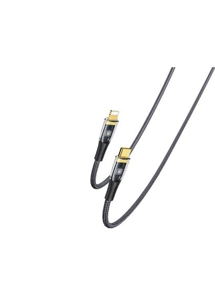 Yesido - Yesido CA102 2M Length Nylon Braided Gold Plated Type-C To Lightning PD Fast Charging Data Cable - Black - Image 1