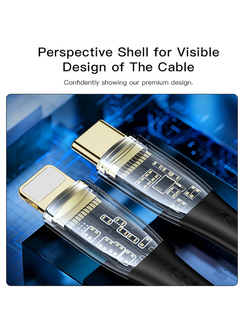 Yesido - Yesido CA102 2M Length Nylon Braided Gold Plated Type-C To Lightning PD Fast Charging Data Cable - Black - Image 1