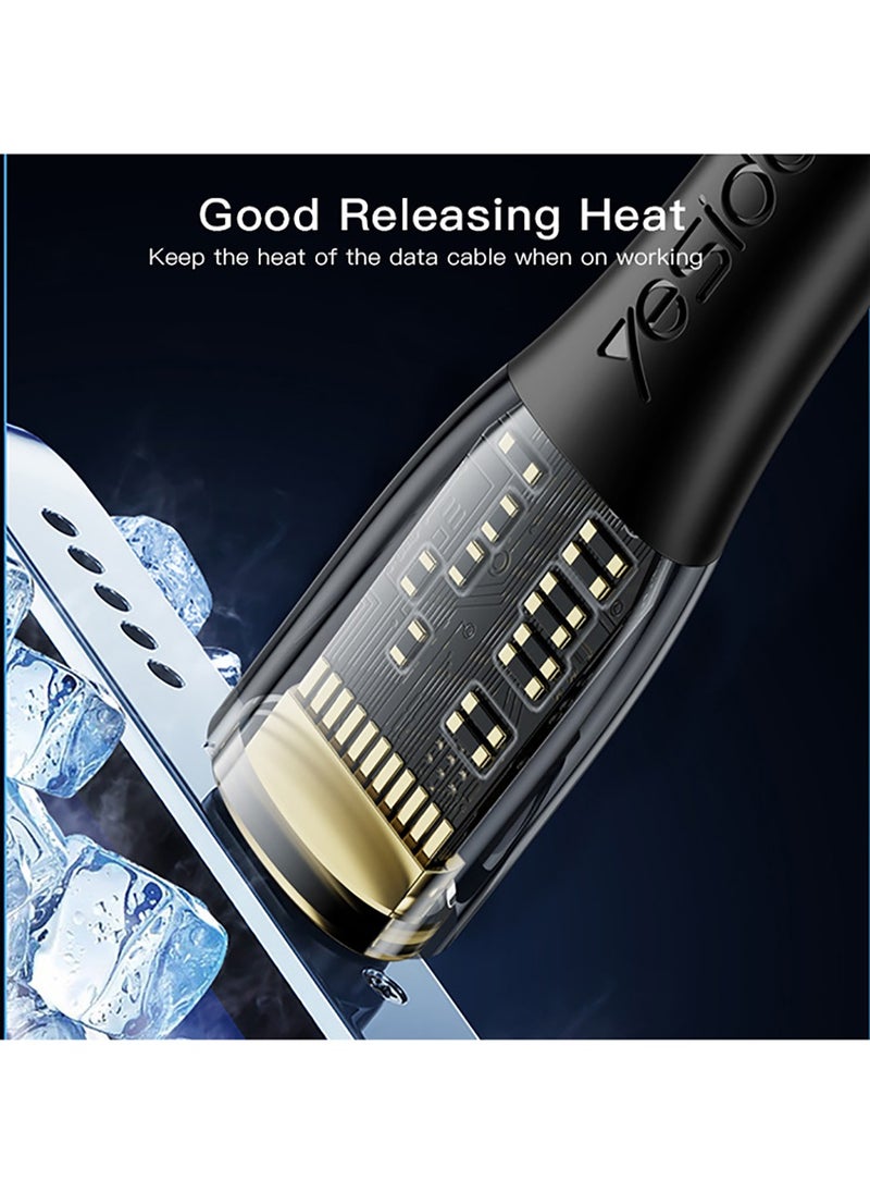 Yesido - Yesido CA102 2M Length Nylon Braided Gold Plated Type-C To Lightning PD Fast Charging Data Cable - Black - Image 1