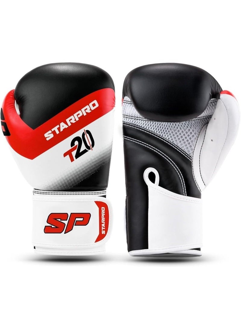 ستاربرو قفازات ملاكمة T20 للمبتدئين لتدريب الشباب في الملاكمة والكيك بوكسينج واللياقة البدنية وتمارين الملاكمة للأطفال تتوفر بمقاسات 113 و170 جم وبالألوان أزرق وزهري وأبيض من ستاربرو (أسود، 170 جم) - Image 1