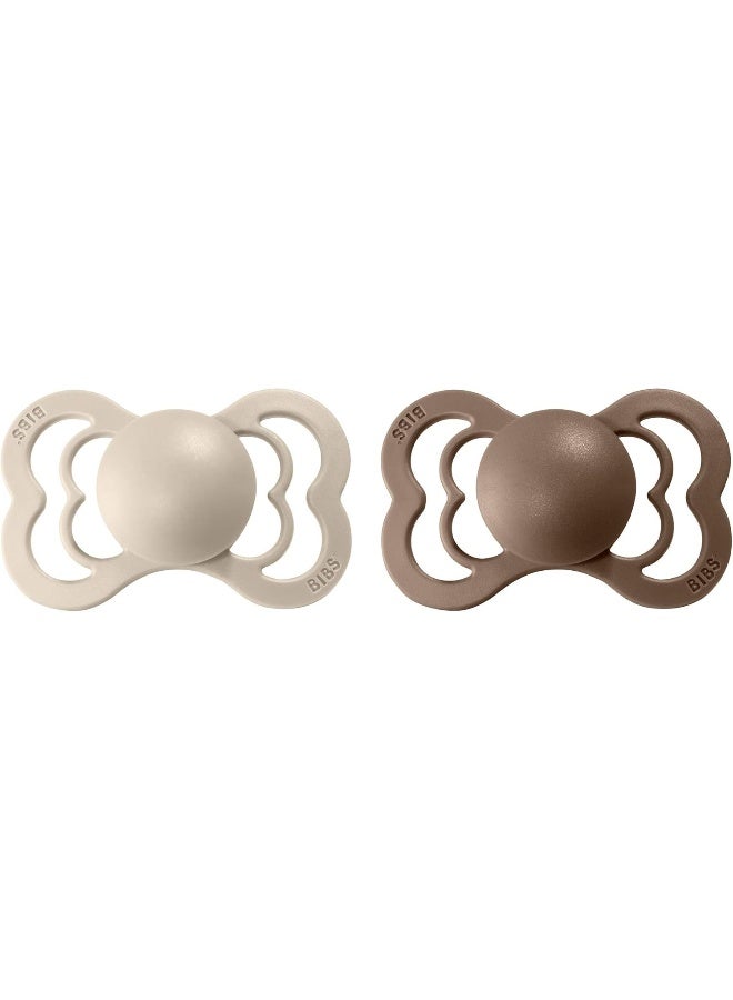 BIBS لهاية سيليكون بوبس سوبريم حجم 2 للأطفال (+6 أشهر) 2 قطع - فانيلا / بلوط داكن - Image 2