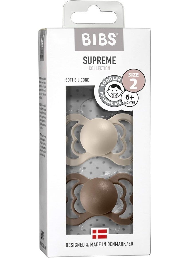 BIBS لهاية سيليكون بوبس سوبريم حجم 2 للأطفال (+6 أشهر) 2 قطع - فانيلا / بلوط داكن - Image 3