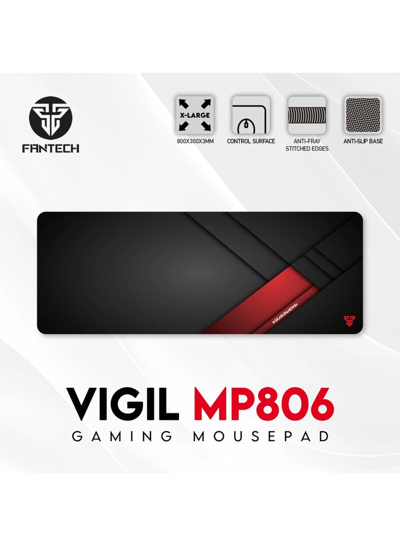 FANTECH VIGIL MP806 Gaming Mousepad (Control Surface) – XL Gaming Mouse Pad (800 x 300 x 3mm) – Anti-Fray Edge Stitching, Anti-slip base Desk Mat | Black - Image 5