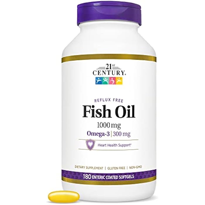 21st Century زيت السمك 1000 ملغ كبسولات لينة مغلفة معوية، 180 عدّ - Image 1