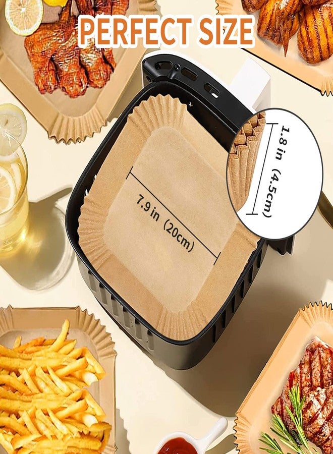 GOFFUGT Air Fryer Liners Disposable Square, 100PCS 7.9 INCH Airfryer Liners, Natural Non-stick Parchment Paper for Air Fryer Oil-proof Water-proof, Paper liners for air fryer, Steamer, Baking, Microwave Etc - Image 3
