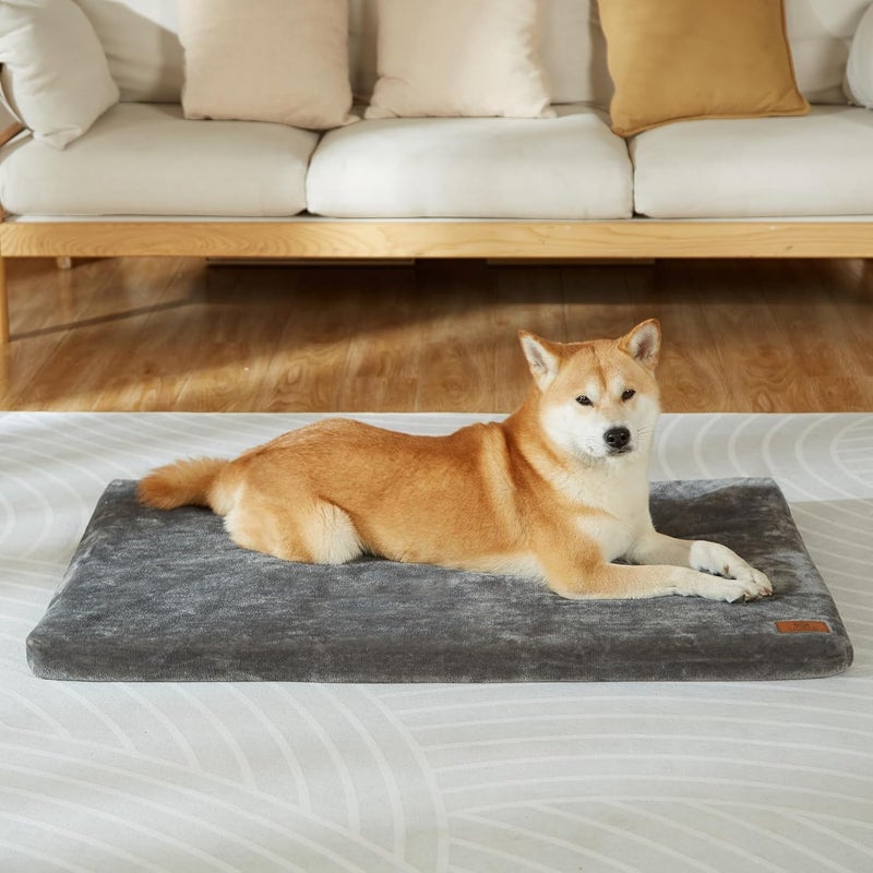 LIORCE Memory Foam Dog Crate Pad - Large Dog Bed Mat for Crate with Removable Washable Cover and Waterproof Lining - Comfy Pet Bed Mat for Large Dog - Designed for 36-inch Dog Crates, Grey - Image 1